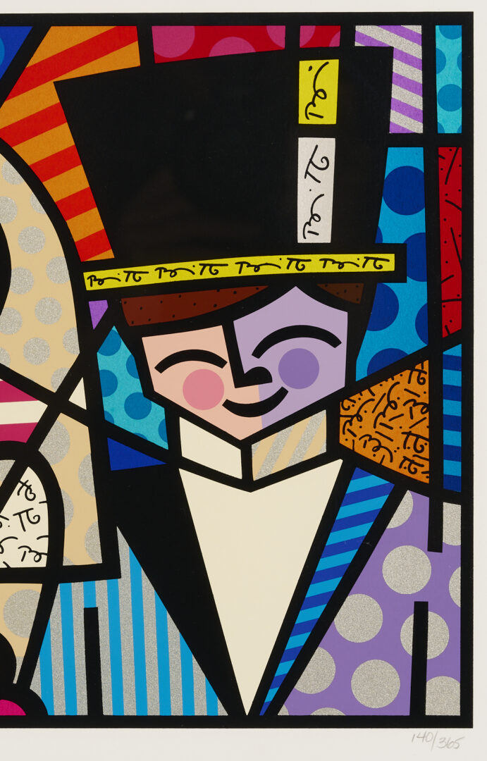 Lot 731: 3 Romero Britto Art Items: Drawing, Print and Pastel