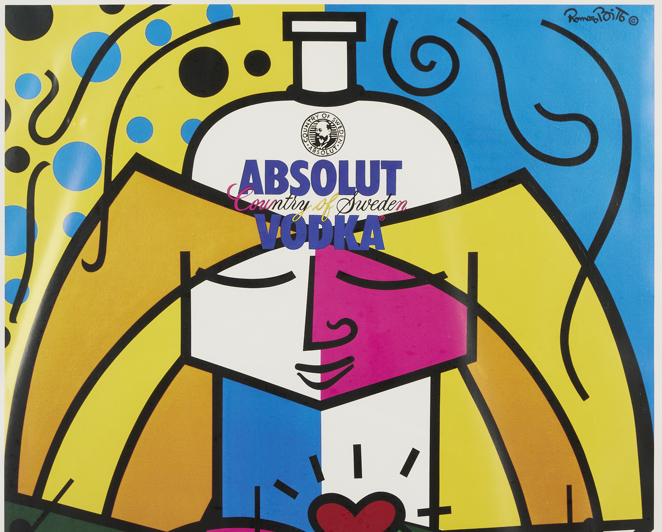 Lot 731: 3 Romero Britto Art Items: Drawing, Print and Pastel