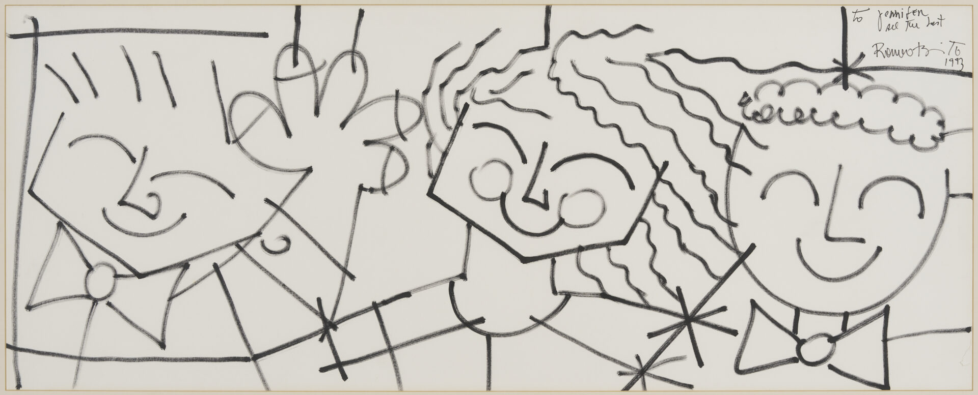 Lot 731: 3 Romero Britto Art Items: Drawing, Print and Pastel