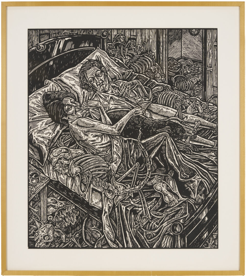 Lot 732: Tom Huck Woodcut, Bed of Bones