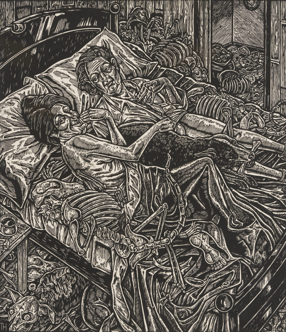Lot 732: Tom Huck Woodcut, Bed of Bones
