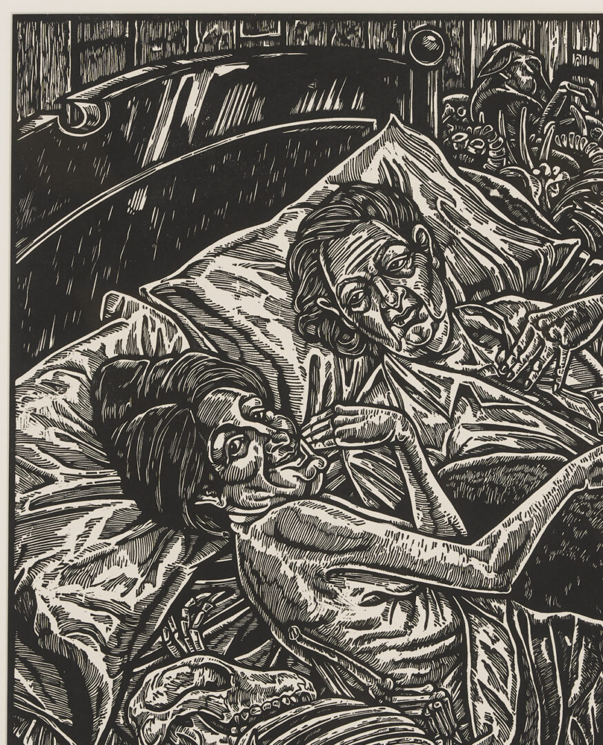 Lot 732: Tom Huck Woodcut, Bed of Bones