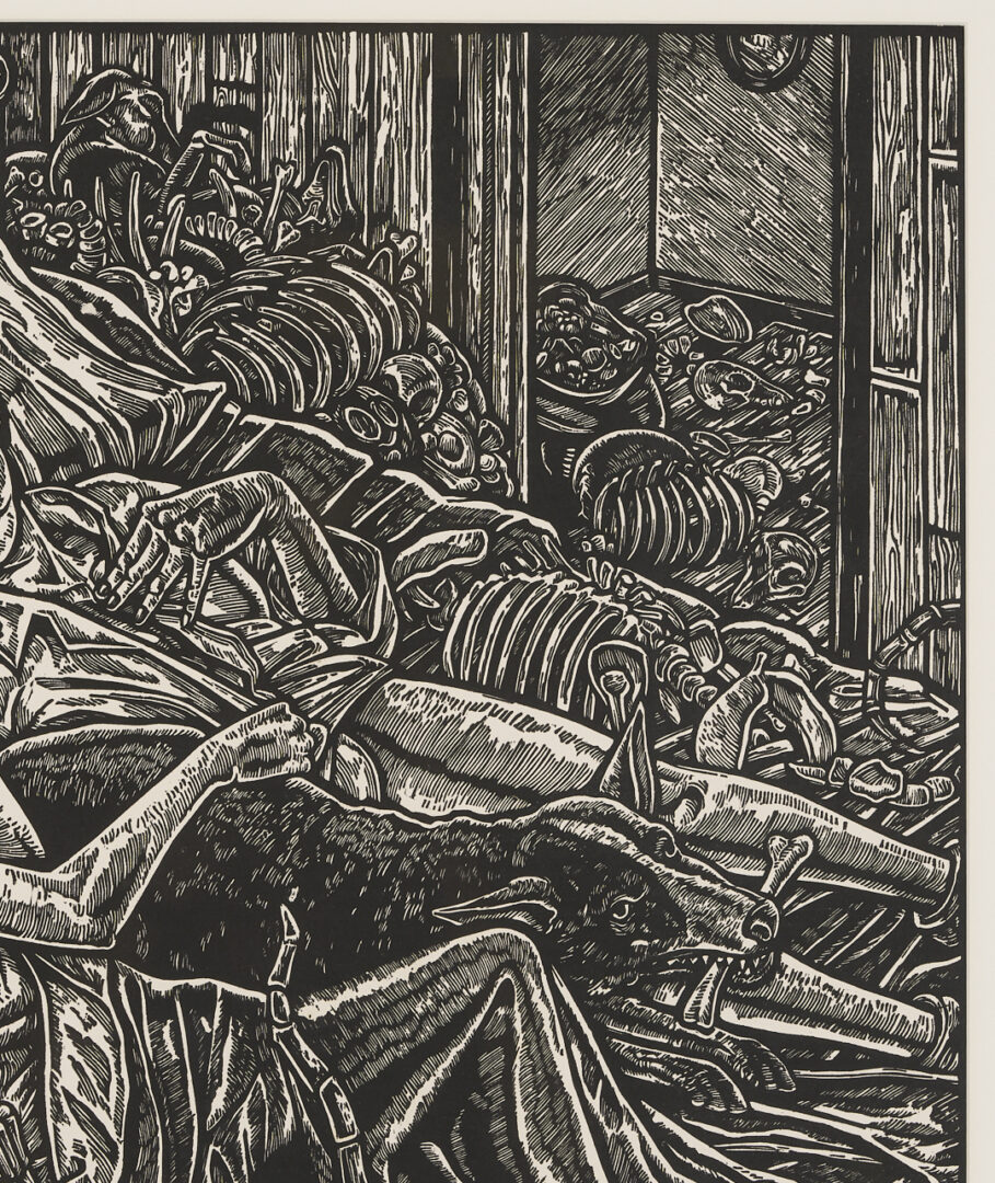 Lot 732: Tom Huck Woodcut, Bed of Bones