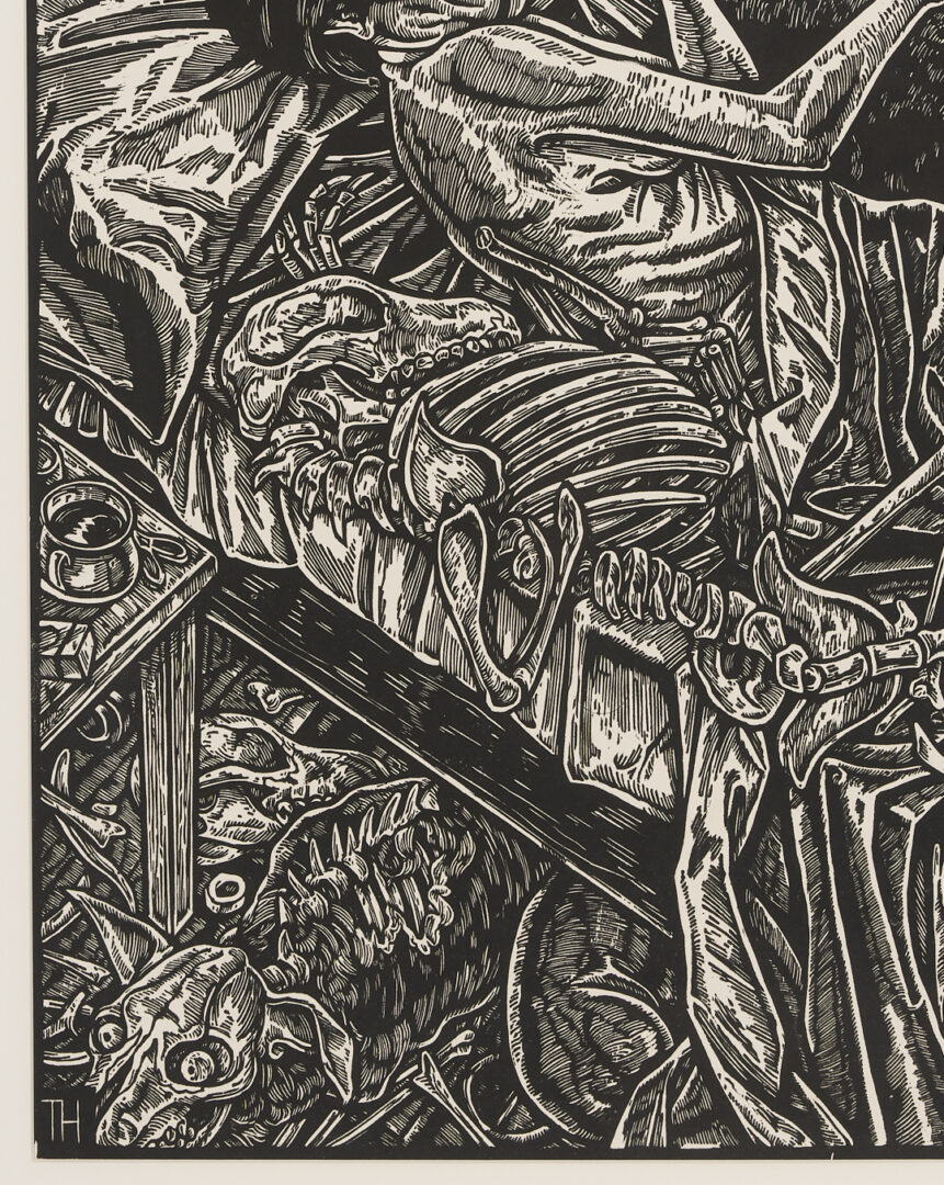 Lot 732: Tom Huck Woodcut, Bed of Bones