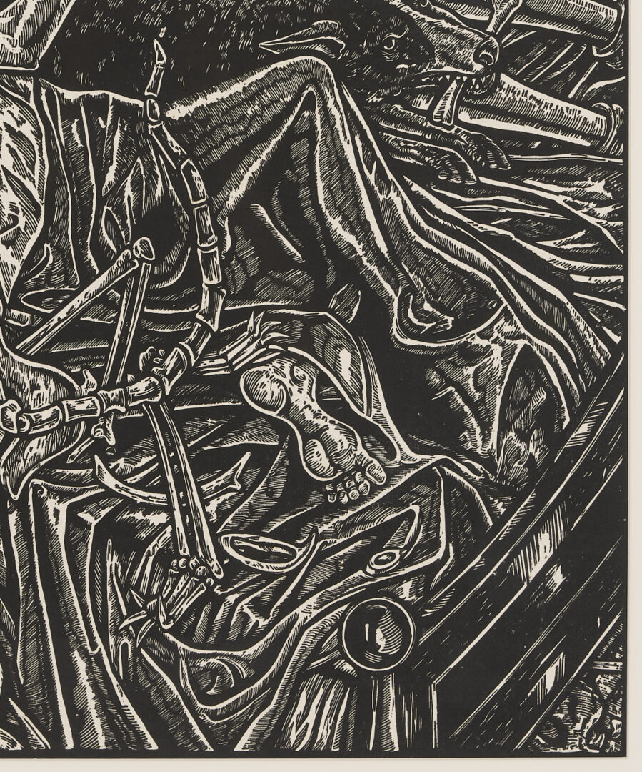 Lot 732: Tom Huck Woodcut, Bed of Bones