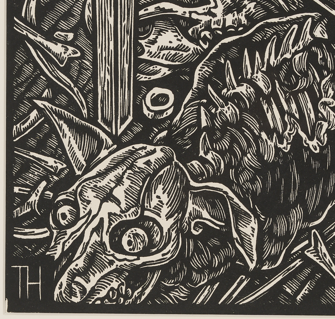 Lot 732: Tom Huck Woodcut, Bed of Bones