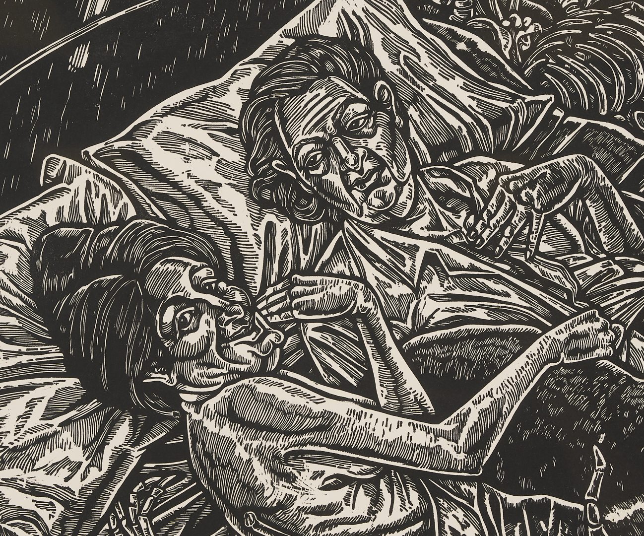 Lot 732: Tom Huck Woodcut, Bed of Bones