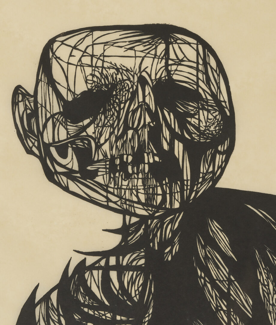 Lot 733: Monumental Leonard Baskin Woodcut, Man of Peace