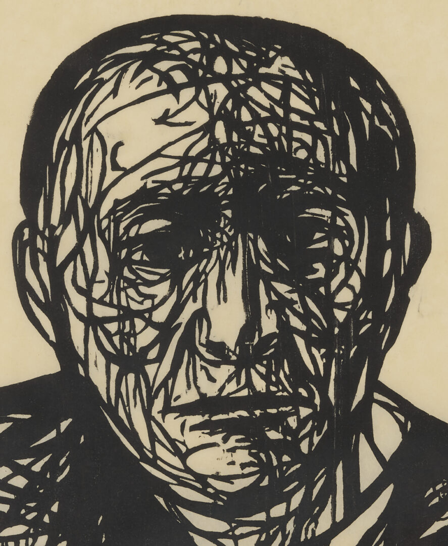 Lot 734: Monumental Leonard Baskin Woodcut, Hydrogen Man