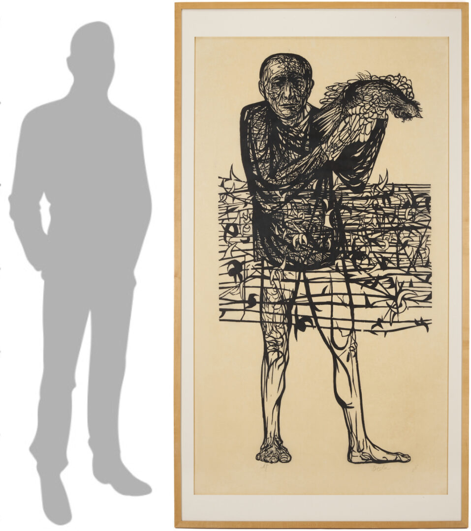 Lot 734: Monumental Leonard Baskin Woodcut, Hydrogen Man