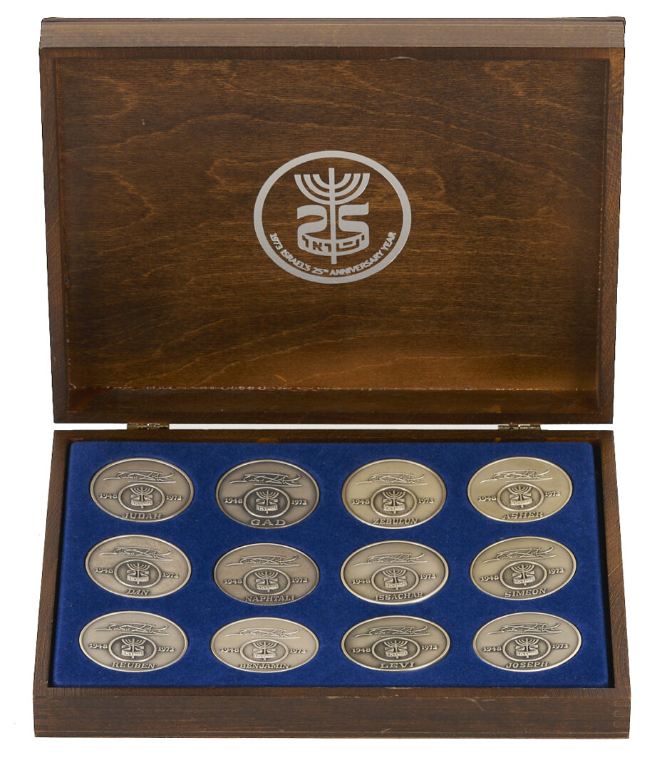 Lot 735: Salvador Dali Tribes of Israel Silver Medallion Set in Case