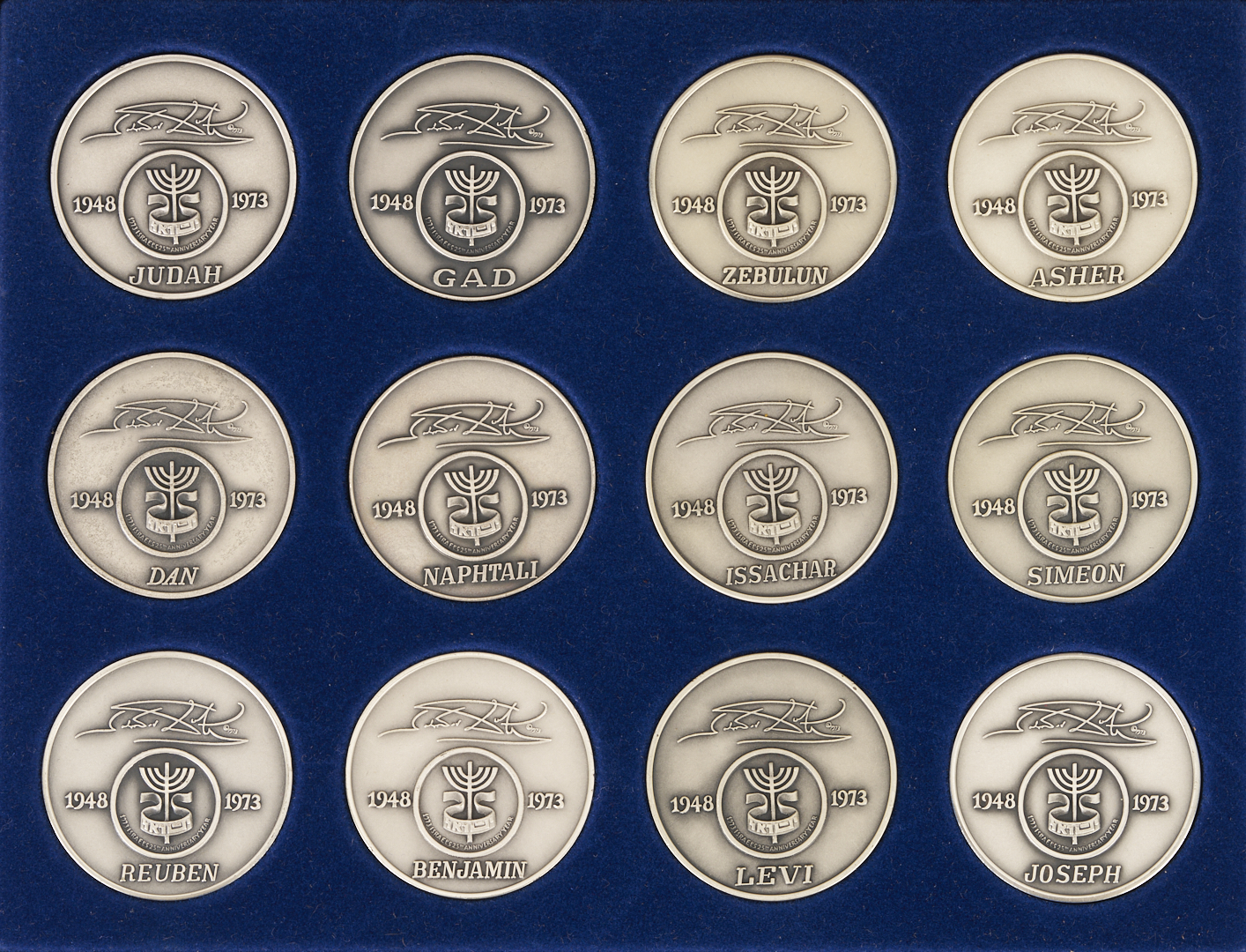 Lot 735: Salvador Dali Tribes of Israel Silver Medallion Set in Case