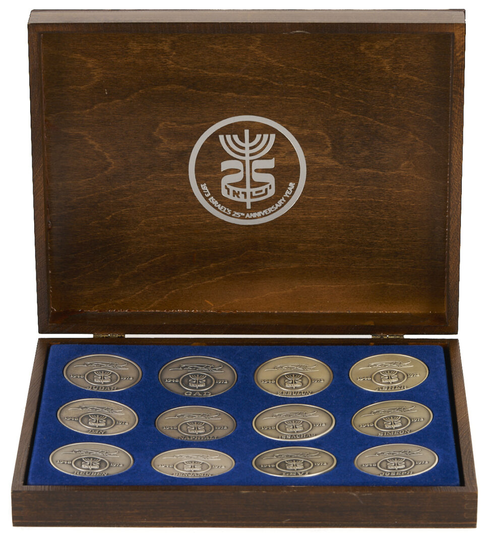 Lot 735: Salvador Dali Tribes of Israel Silver Medallion Set in Case