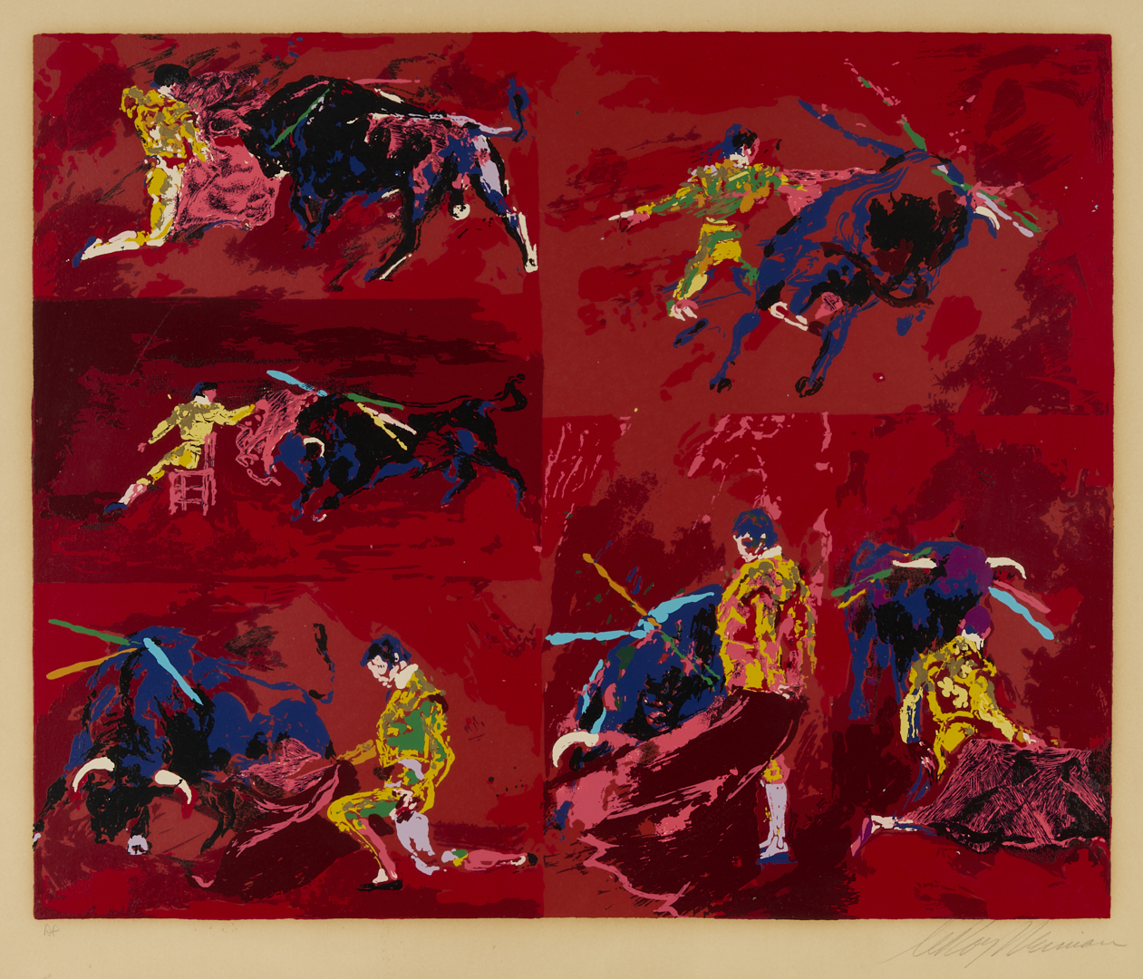 Lot 738: LeRoy Neiman Signed Serigraph, Red Corrida AKA Bull Fight