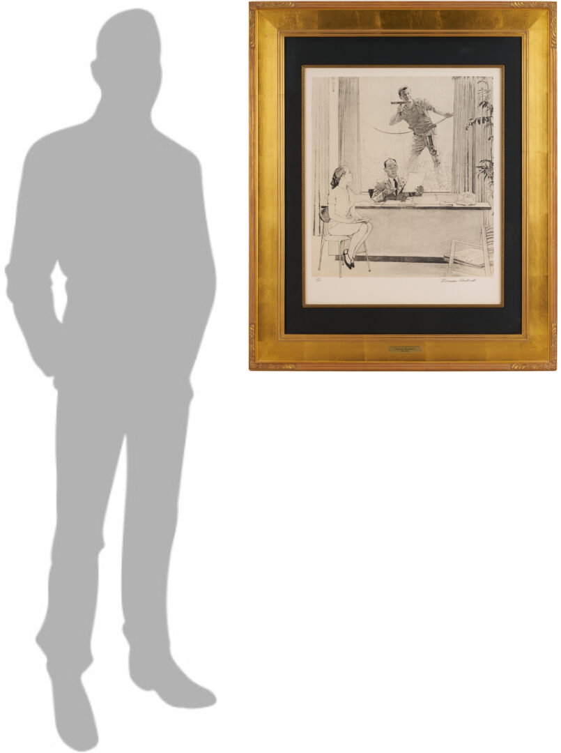 Lot 739: Norman Rockwell Signed Lithograph, Window Washer