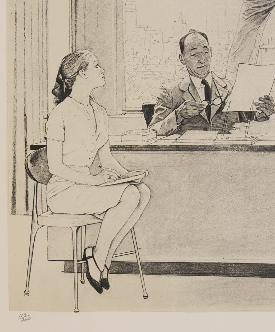 Lot 739: Norman Rockwell Signed Lithograph, Window Washer