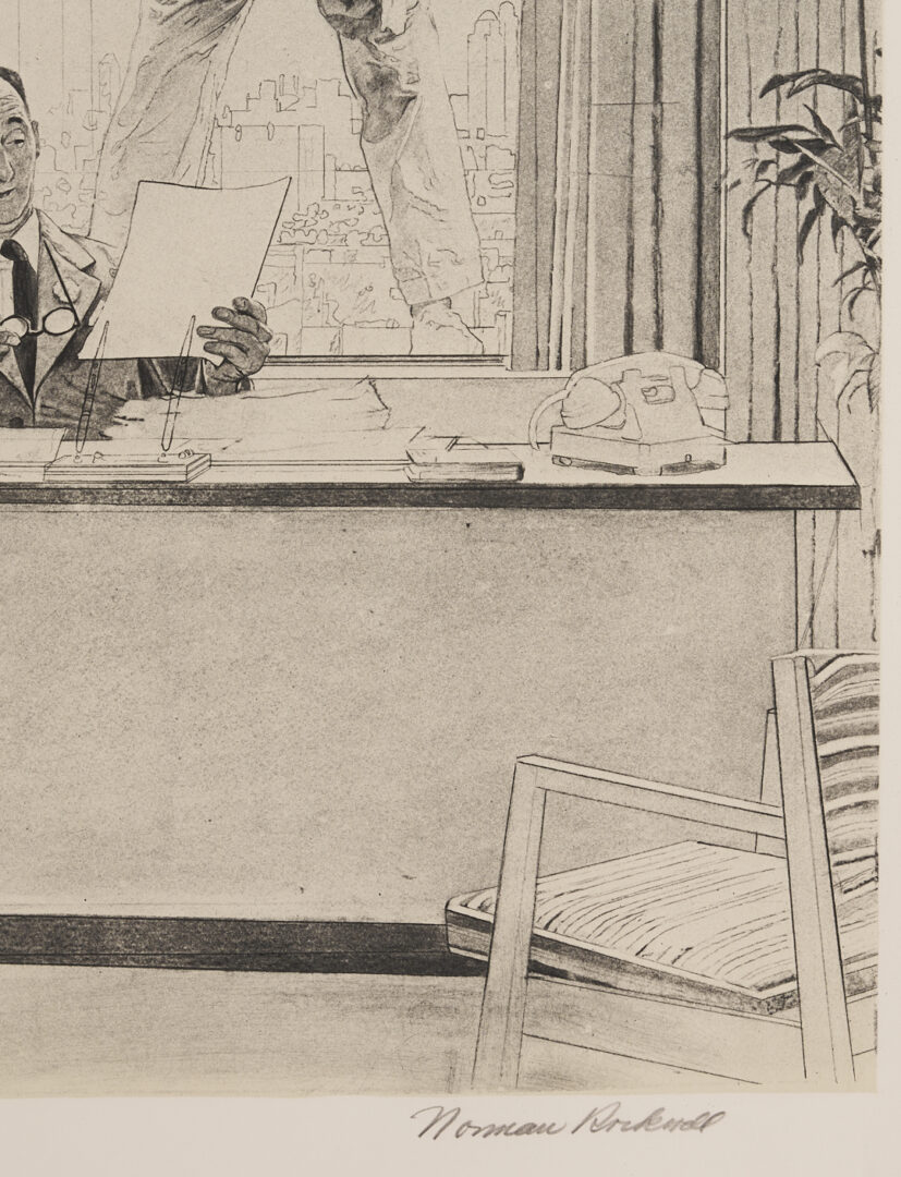 Lot 739: Norman Rockwell Signed Lithograph, Window Washer
