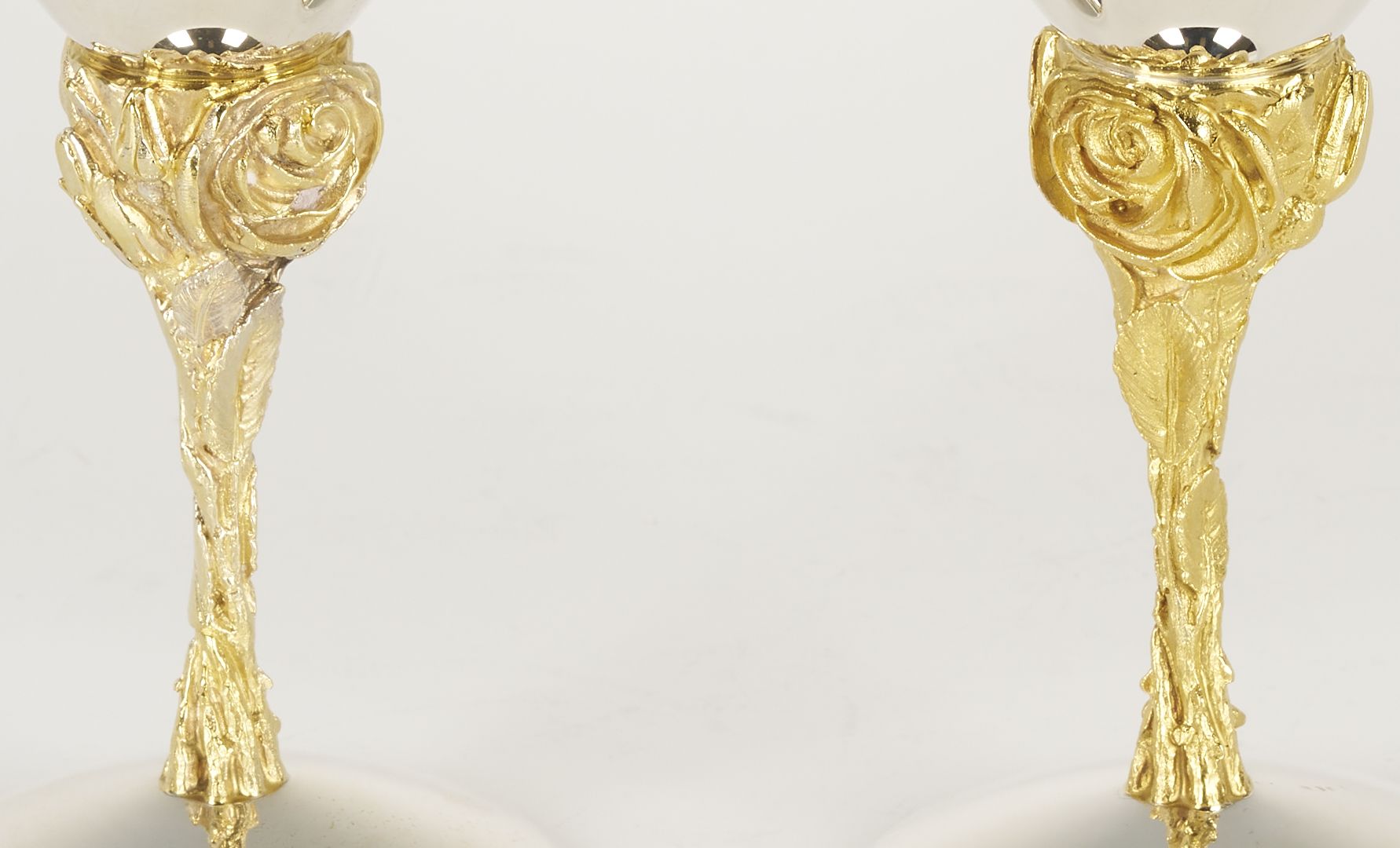 Lot 73: 5 Stuart Devlin Parcel Gilt Silver Goblets, English Rose Pattern