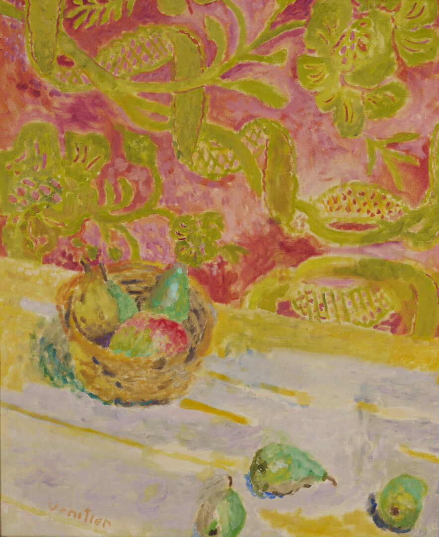 Lot 743: Jean Venitien O/C Painting, Still Life with Pears