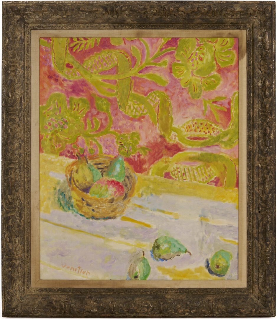 Lot 743: Jean Venitien O/C Painting, Still Life with Pears