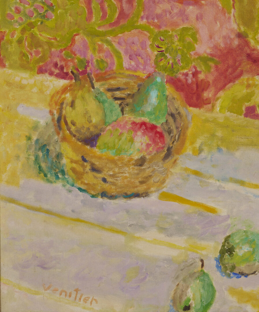 Lot 743: Jean Venitien O/C Painting, Still Life with Pears