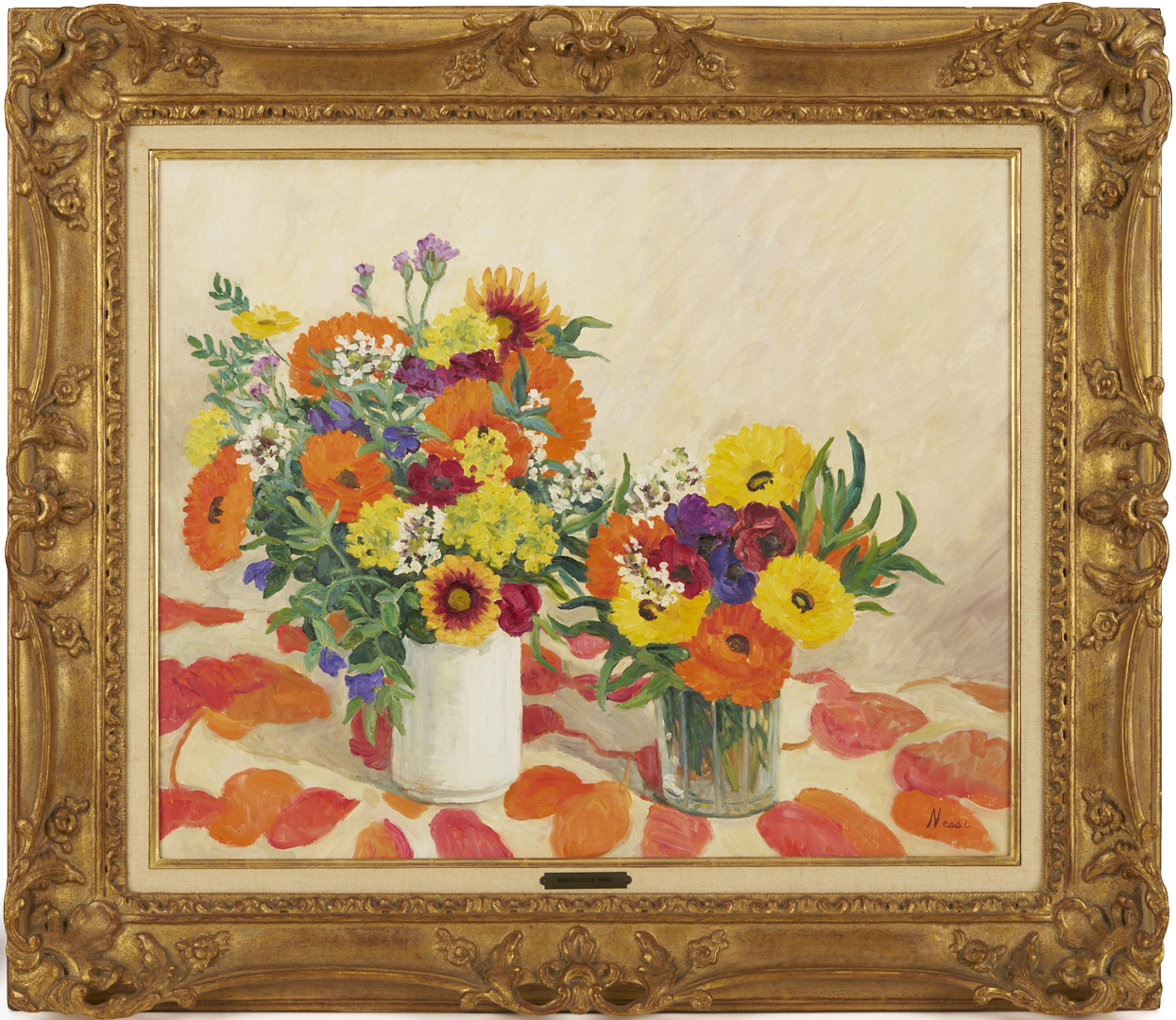 Lot 744: Marie Lucie Nessi-Valtat O/C Floral Still Life Painting
