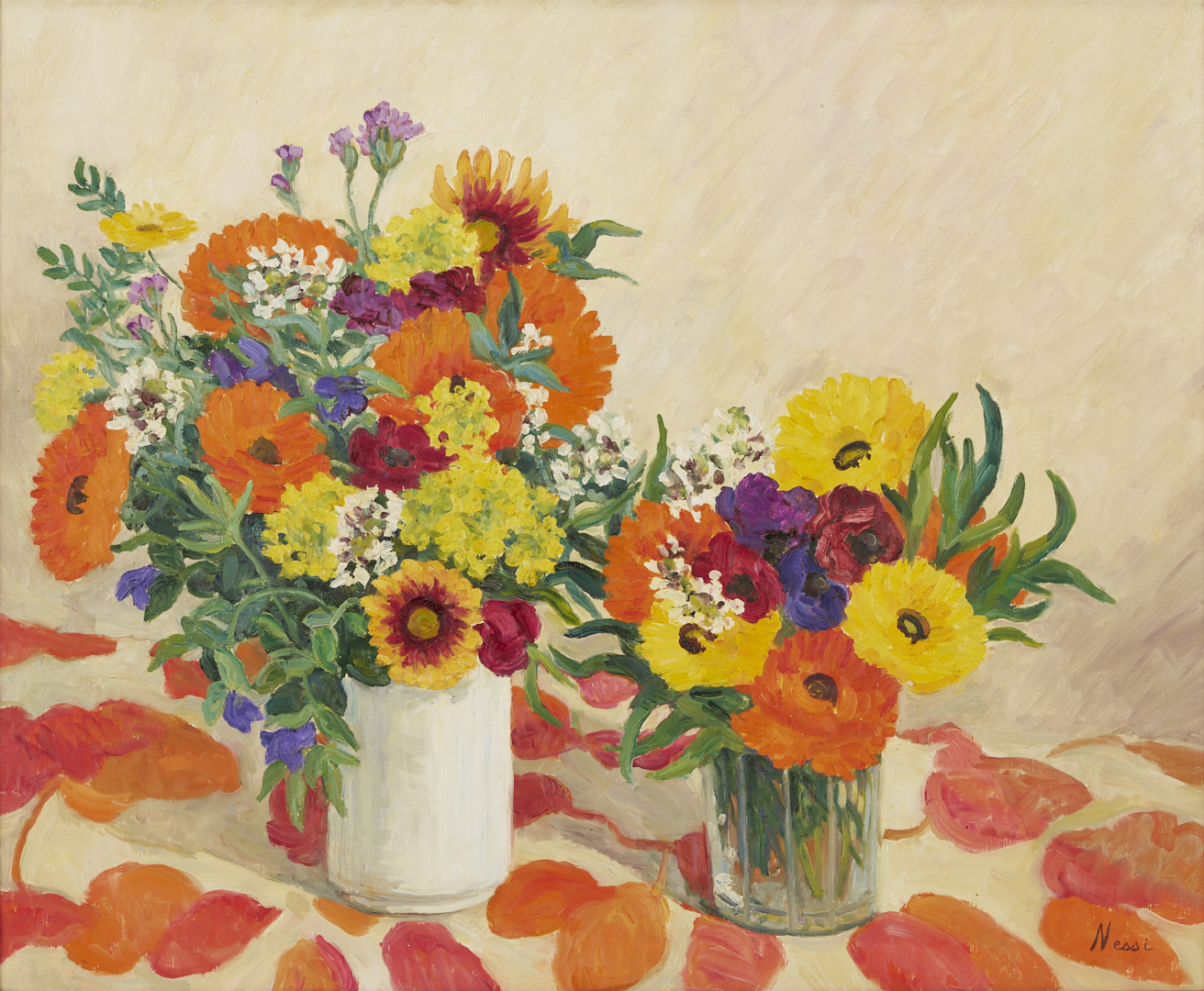 Lot 744: Marie Lucie Nessi-Valtat O/C Floral Still Life Painting