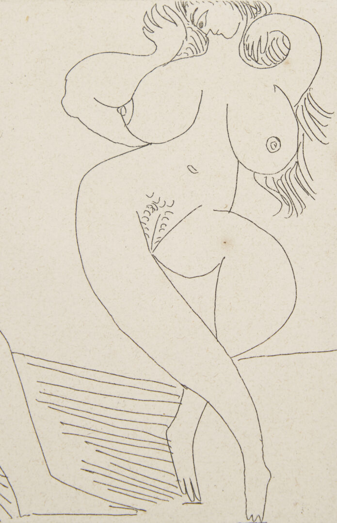 Lot 745: Picasso Etching, Greek Flautist & Nude Dancer from La Celestine, 1971