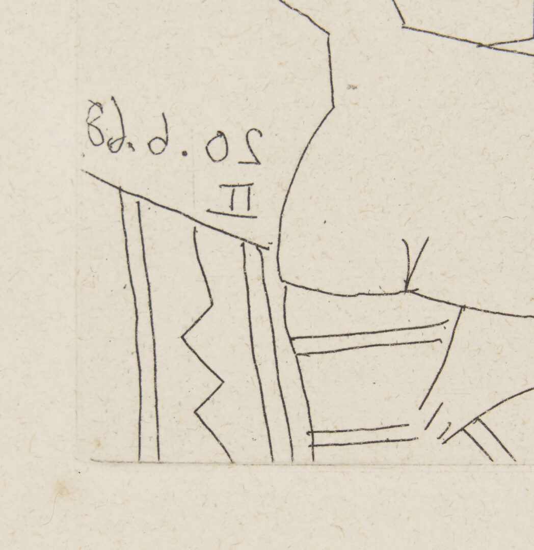 Lot 745: Picasso Etching, Greek Flautist & Nude Dancer from La Celestine, 1971