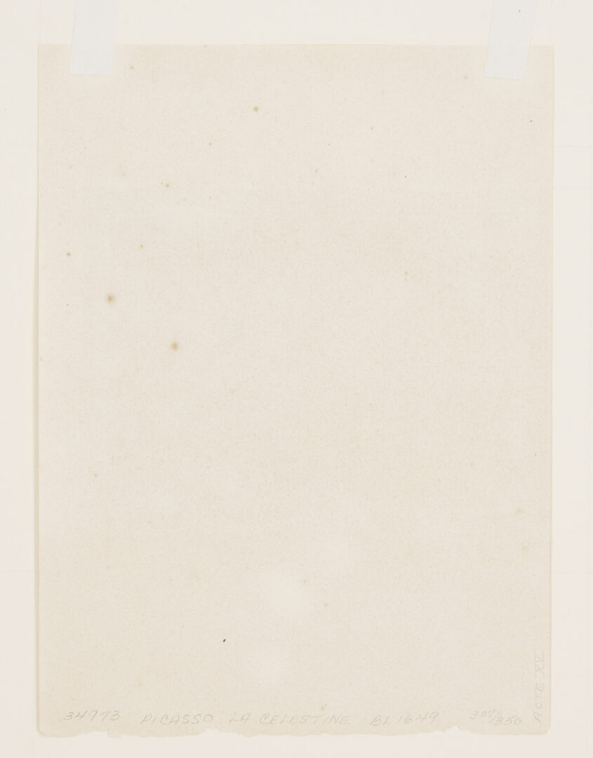 Lot 745: Picasso Etching, Greek Flautist & Nude Dancer from La Celestine, 1971