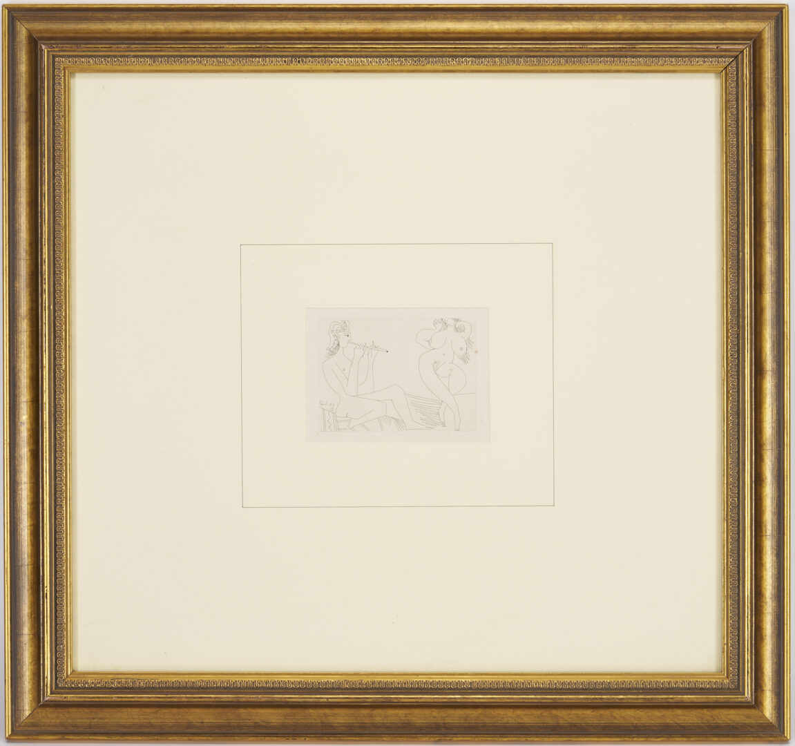 Lot 745: Picasso Etching, Greek Flautist & Nude Dancer from La Celestine, 1971