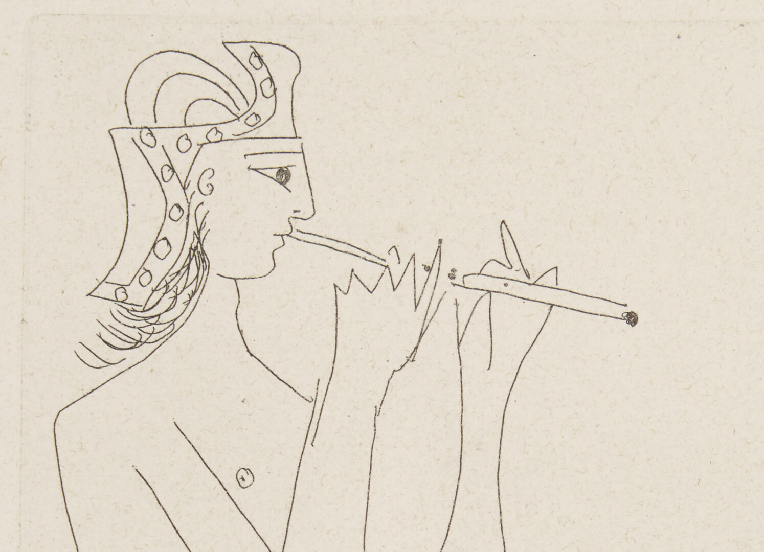 Lot 745: Picasso Etching, Greek Flautist & Nude Dancer from La Celestine, 1971