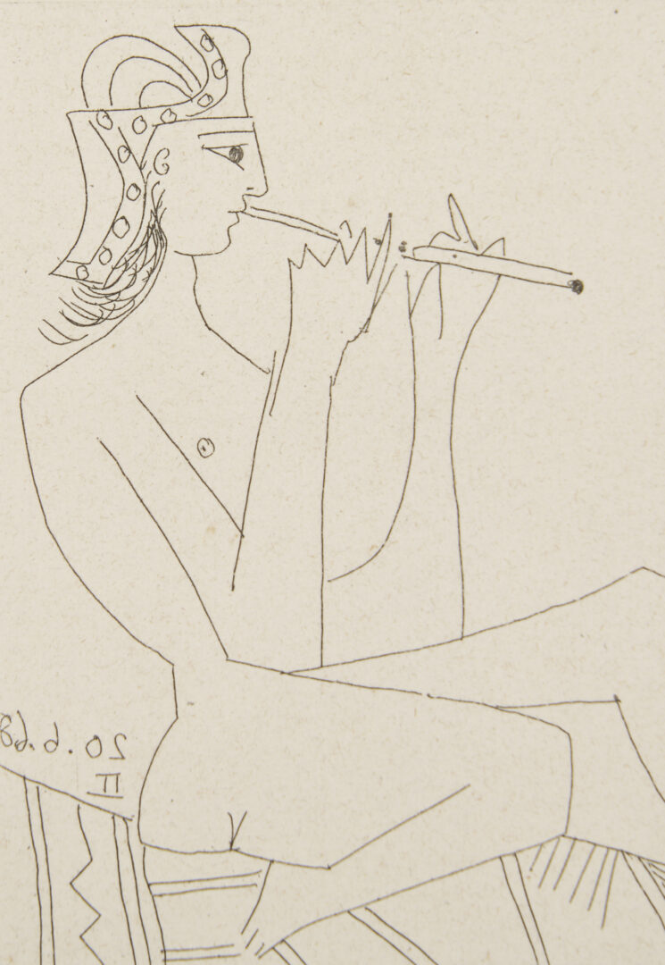 Lot 745: Picasso Etching, Greek Flautist & Nude Dancer from La Celestine, 1971