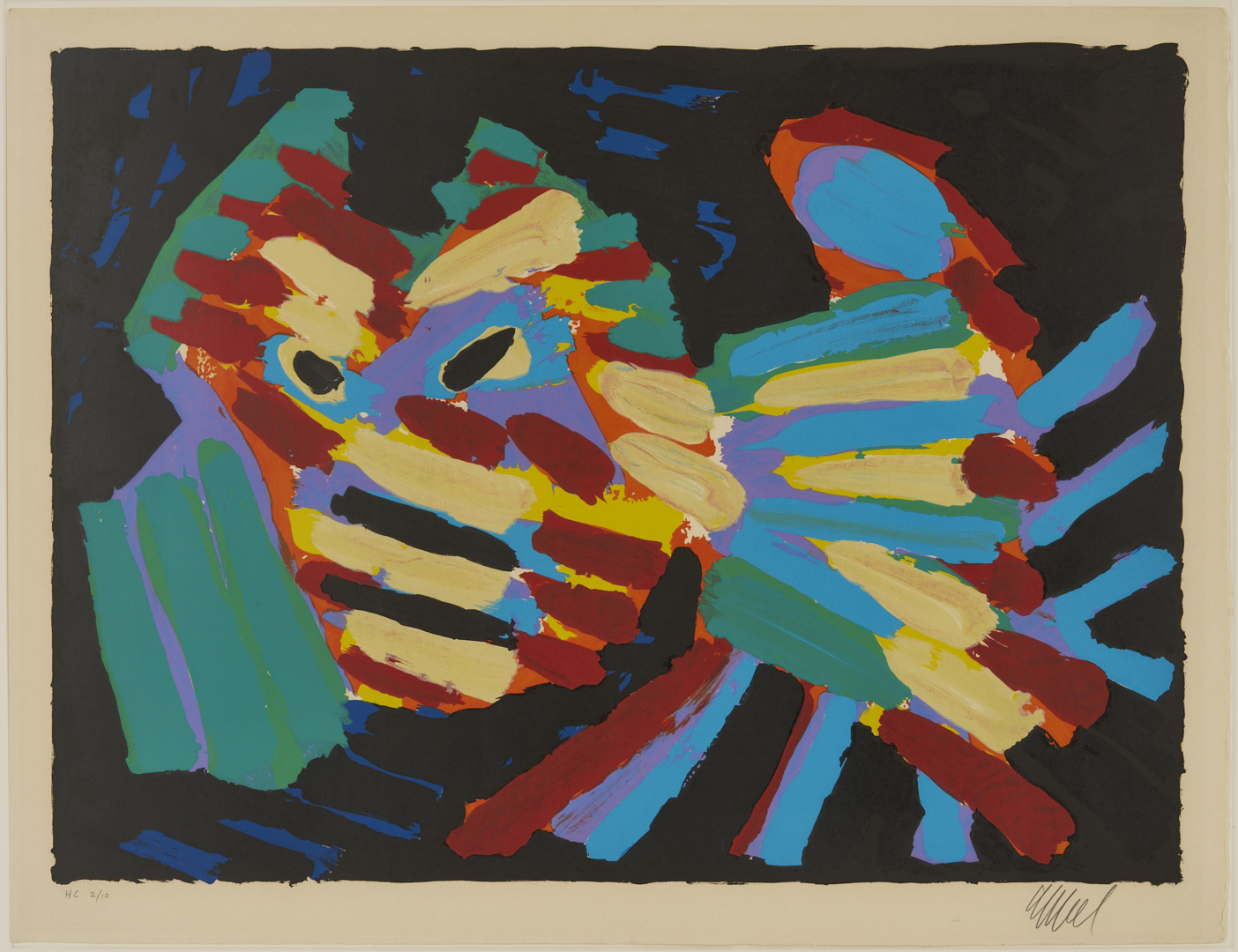 Lot 746: Karel Appel Signed Lithograph, Fighting Cat