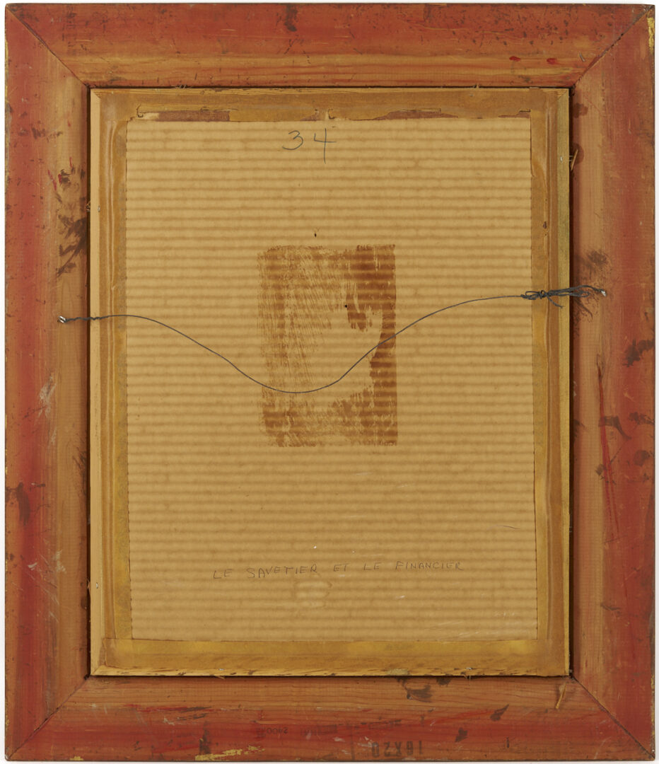 Lot 748: Marc Chagall Etching w/ Hand-Coloring, from Fables de la Fontaine, Le Savetier et le Financier