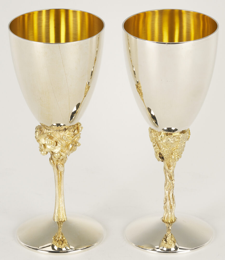 Lot 74: 4 Stuart Devlin Sterling Goblets, Grape Harbor, Dove Orchard Patterns