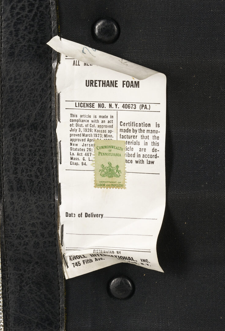 Lot 750: Labeled Knoll Barcelona Chair & Stool, 3 of 3, Mies van der Rohe Design