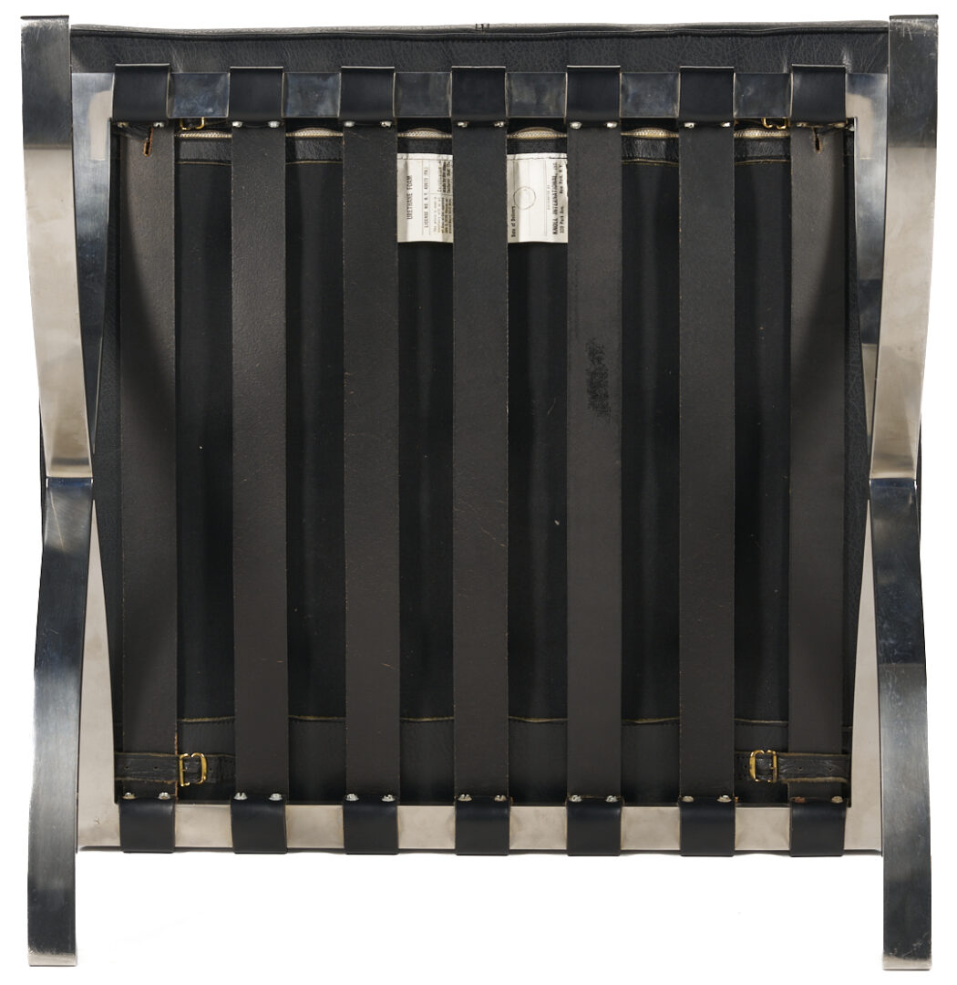 Lot 750: Labeled Knoll Barcelona Chair & Stool, 3 of 3, Mies van der Rohe Design