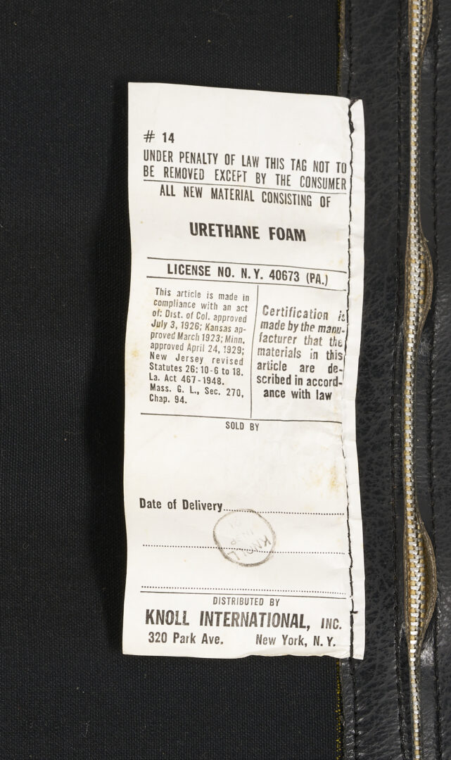 Lot 750: Labeled Knoll Barcelona Chair & Stool, 3 of 3, Mies van der Rohe Design