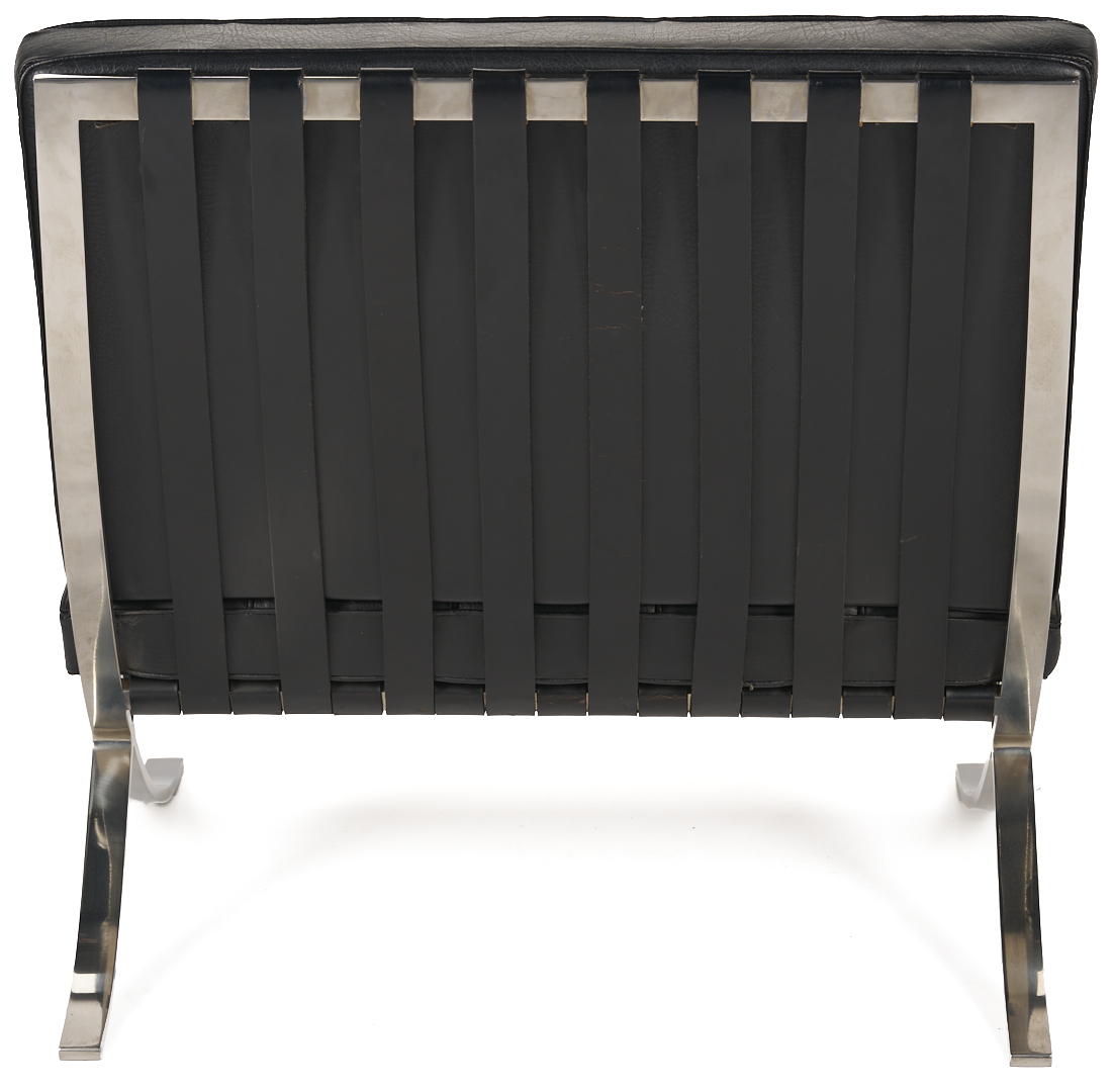 Lot 750: Labeled Knoll Barcelona Chair & Stool, 3 of 3, Mies van der Rohe Design