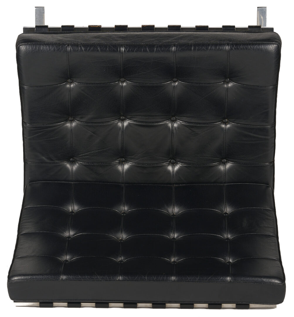 Lot 750: Labeled Knoll Barcelona Chair & Stool, 3 of 3, Mies van der Rohe Design