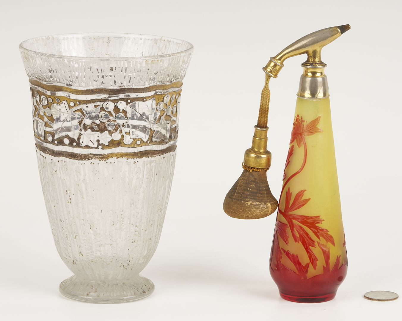 Lot 756: Galle Cameo Glass Atomizer & Daum Nancy France Art Deco Vase