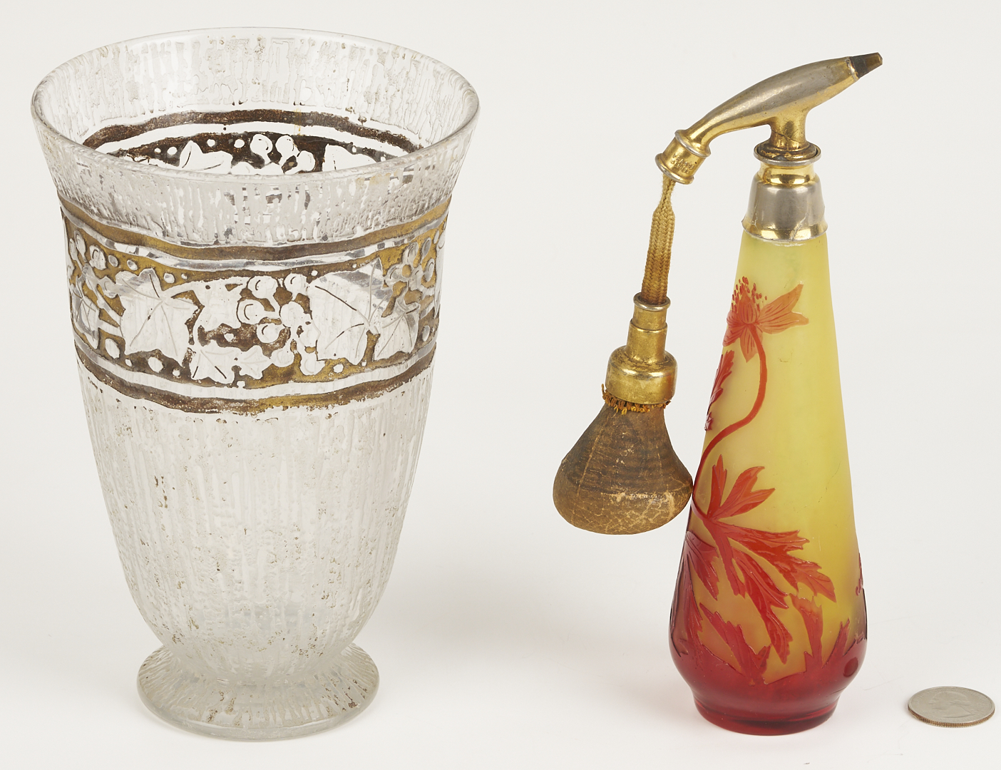 Lot 756: Galle Cameo Glass Atomizer & Daum Nancy France Art Deco Vase
