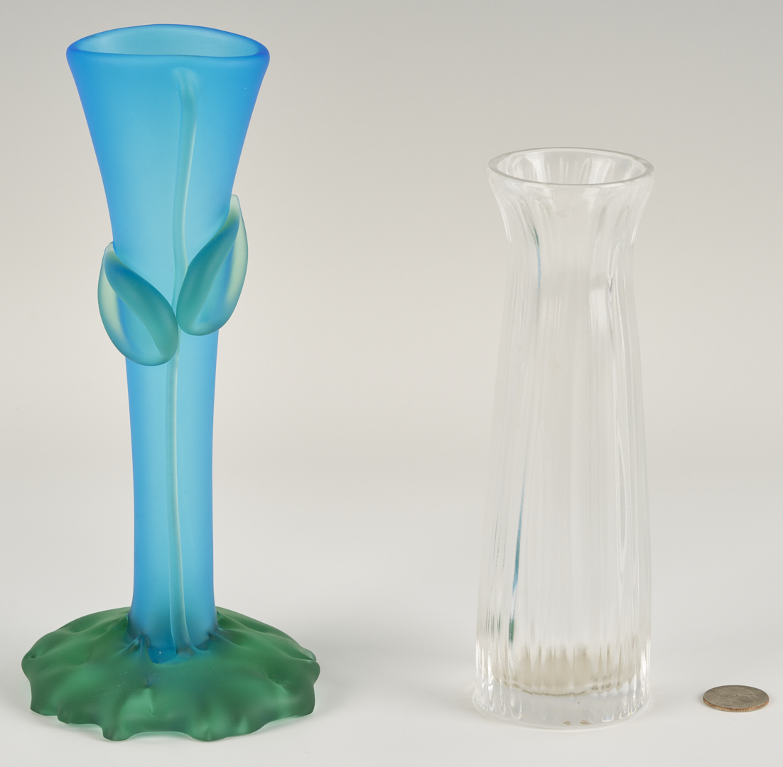 Lot 757: Tommie Rush Flower Vase & Lalique Cylindrical Vase