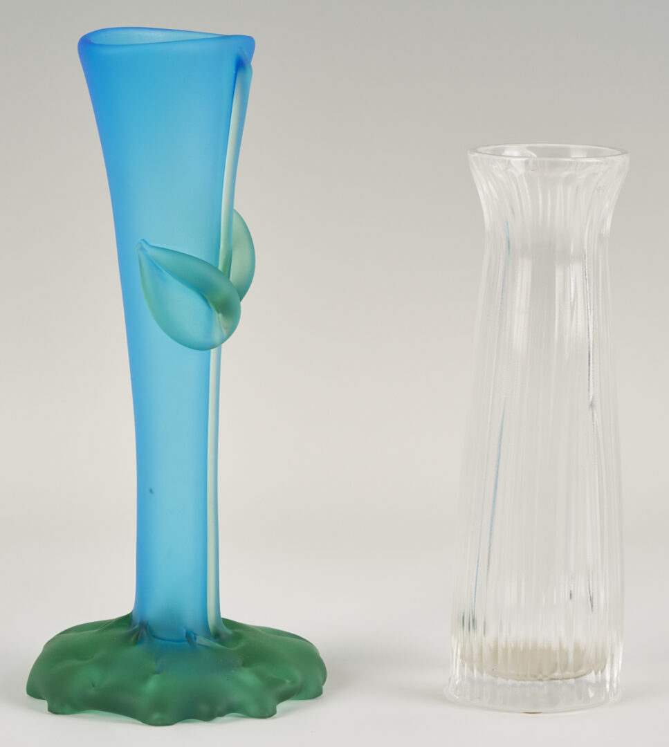 Lot 757: Tommie Rush Flower Vase & Lalique Cylindrical Vase