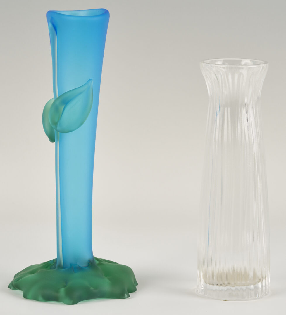 Lot 757: Tommie Rush Flower Vase & Lalique Cylindrical Vase