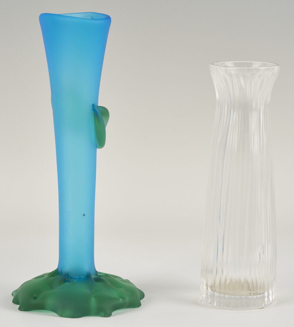 Lot 757: Tommie Rush Flower Vase & Lalique Cylindrical Vase