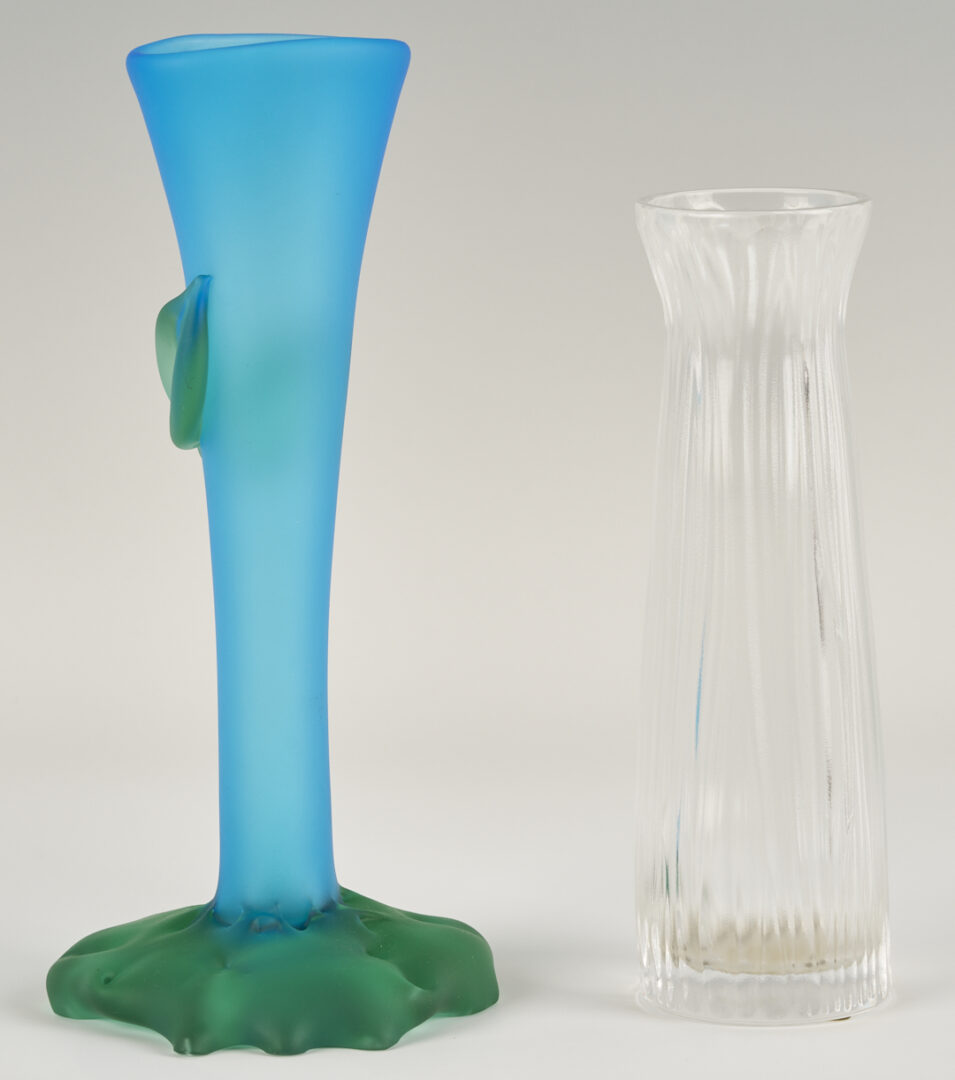 Lot 757: Tommie Rush Flower Vase & Lalique Cylindrical Vase