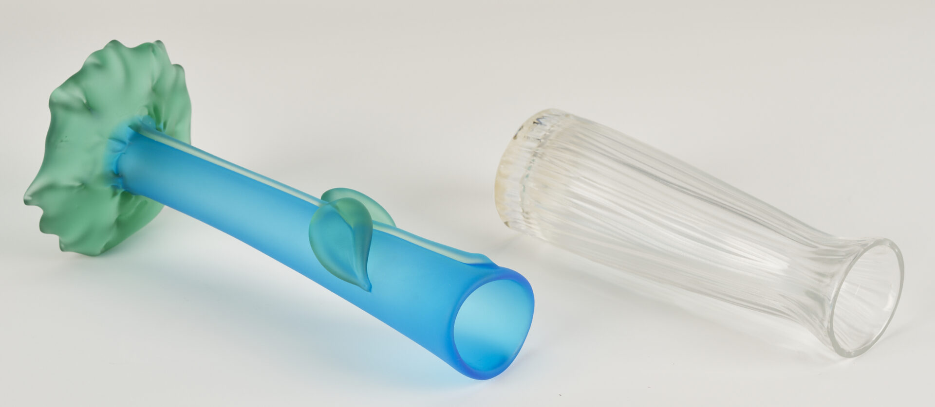 Lot 757: Tommie Rush Flower Vase & Lalique Cylindrical Vase