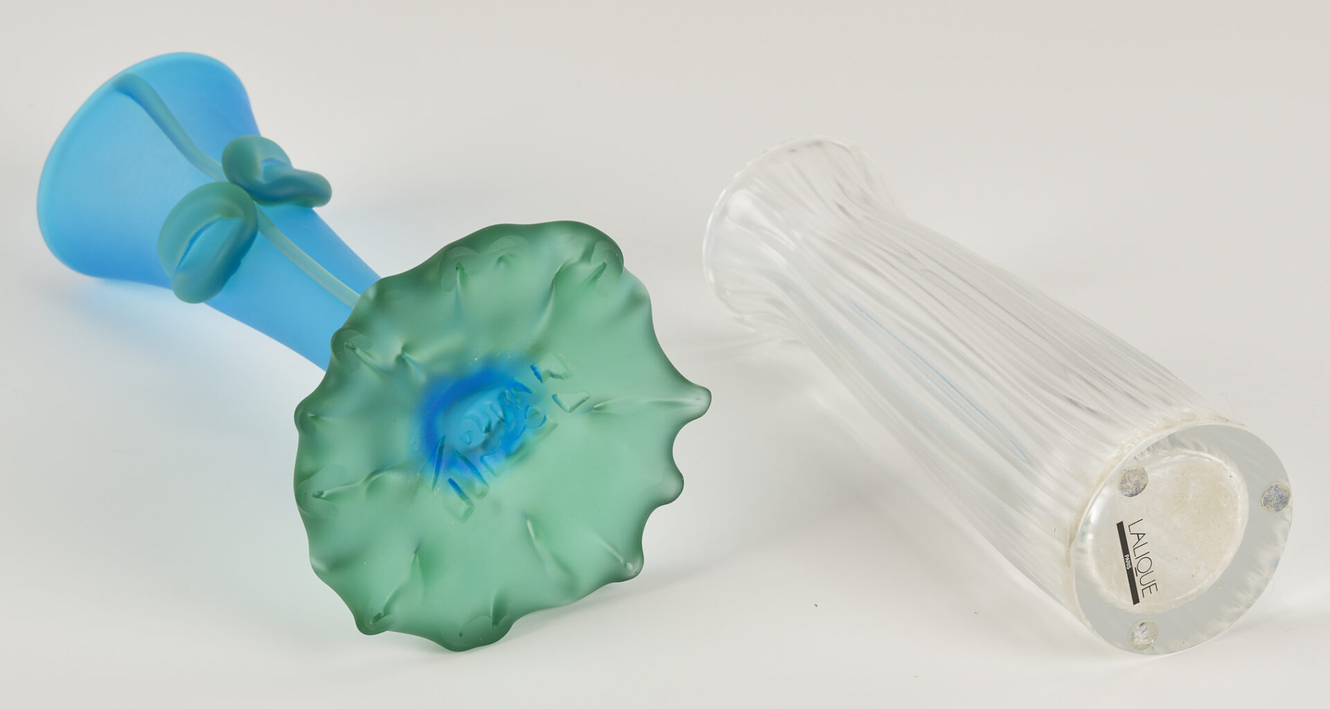 Lot 757: Tommie Rush Flower Vase & Lalique Cylindrical Vase